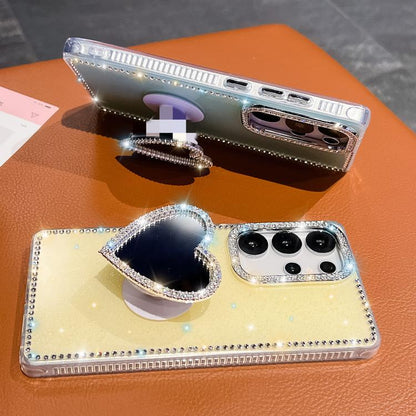 Diamond Glitter Mirror Heart Holder Phone Case