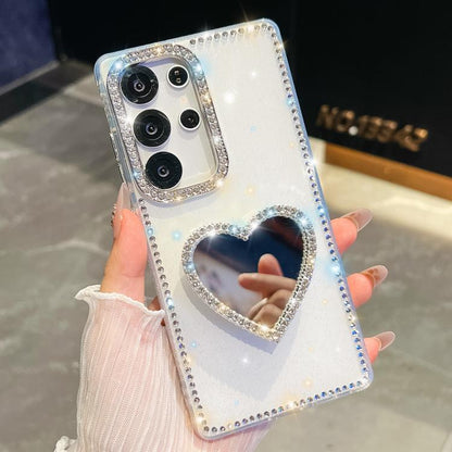 Diamond Glitter Mirror Heart Holder Phone Case
