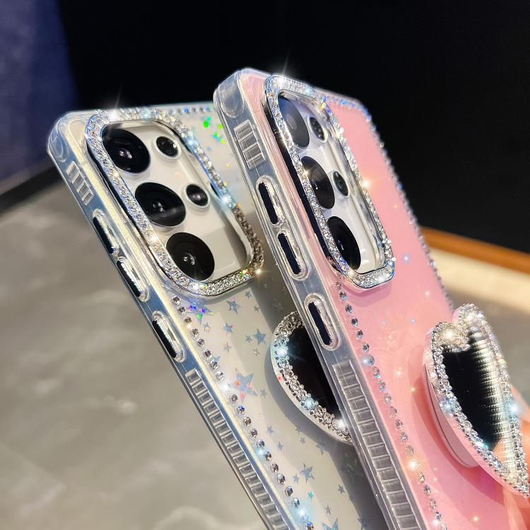 Diamond Glitter Mirror Heart Holder Phone Case