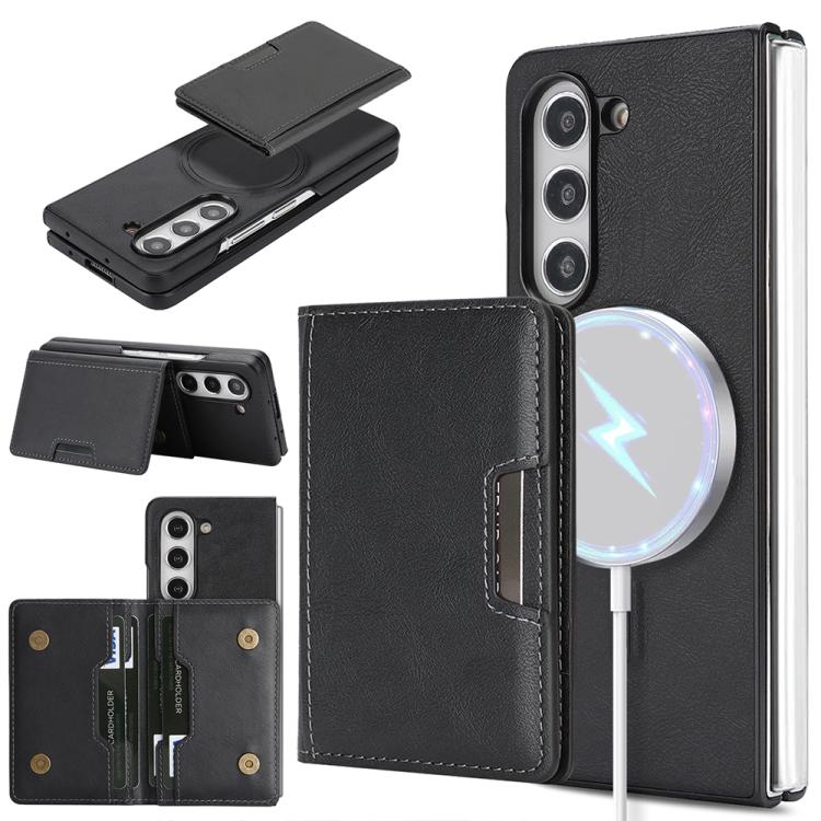 Kalebol Strong Magnetic MagSafe 2-Fold Ring Magnetic Card Case Leather Side Sticker Phone Case