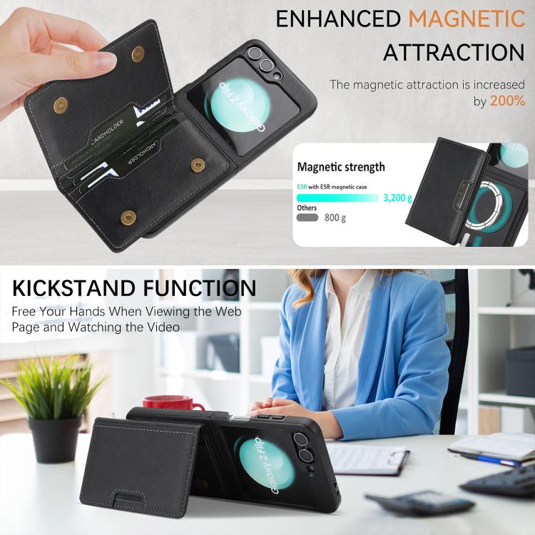 Kalebol Strong Magnetic MagSafe 2-Fold Ring Magnetic Card Case Leather Side Sticker Phone Case