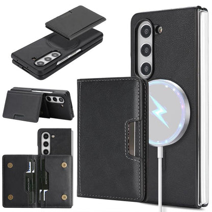 Kalebol Strong Magnetic MagSafe 2-Fold Ring Magnetic Card Case Leather Side Sticker Phone Case
