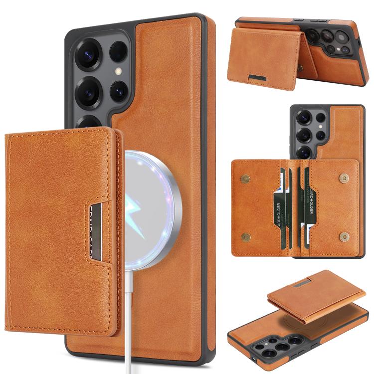 Kalebol Strong Magnetic MagSafe 2-Fold Ring Magnetic Card Case Leather Side Sticker Phone Case