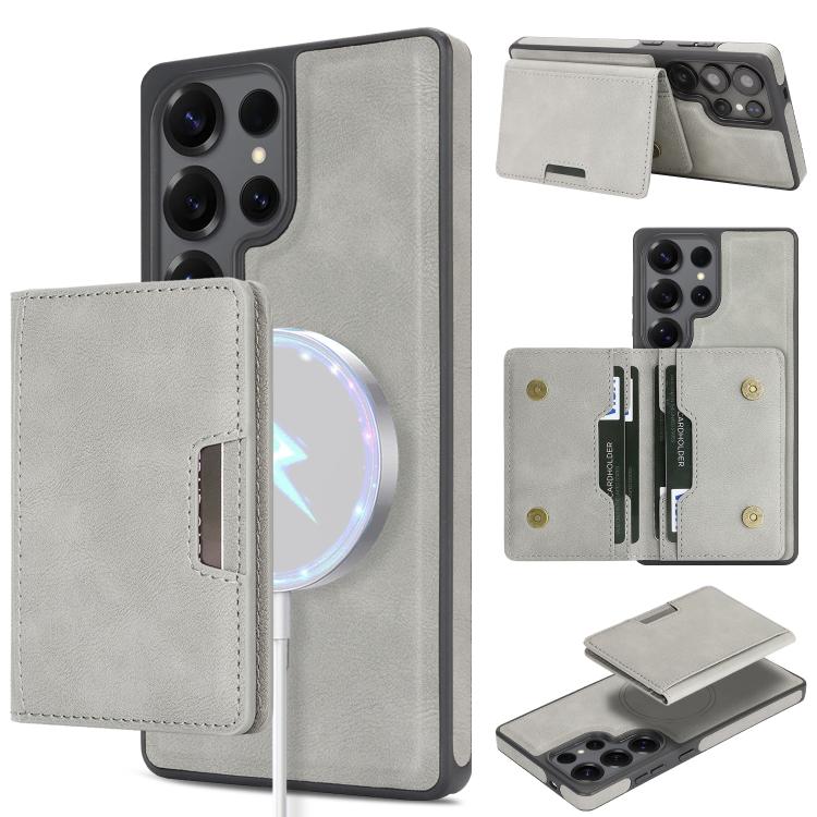 Kalebol Strong Magnetic MagSafe 2-Fold Ring Magnetic Card Case Leather Side Sticker Phone Case