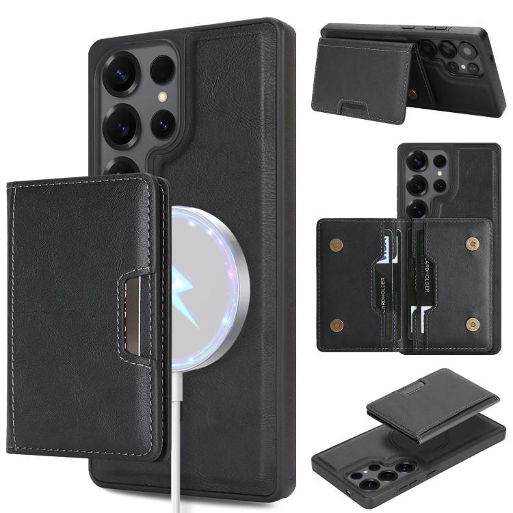 Kalebol Strong Magnetic MagSafe 2-Fold Ring Magnetic Card Case Leather Side Sticker Phone Case