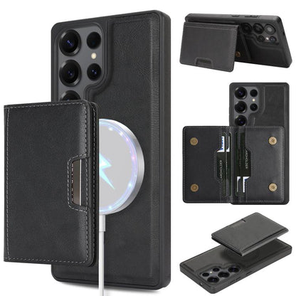 Kalebol Strong Magnetic MagSafe 2-Fold Ring Magnetic Card Case Leather Side Sticker Phone Case