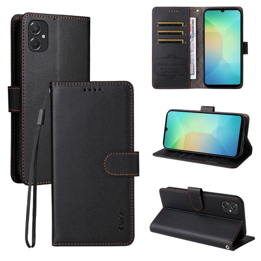 ENKAY RFID Blocking Wallet Kickstand Litchi Texture Leather Phone Case