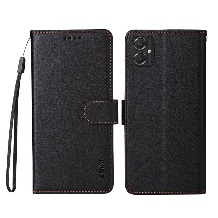 ENKAY RFID Blocking Wallet Kickstand Litchi Texture Leather Phone Case