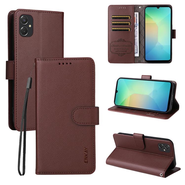 ENKAY RFID Blocking Wallet Kickstand Litchi Texture Leather Phone Case