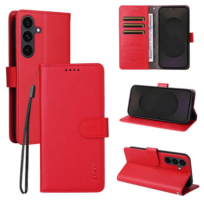 ENKAY RFID Blocking Wallet Kickstand Litchi Texture Leather Phone Case