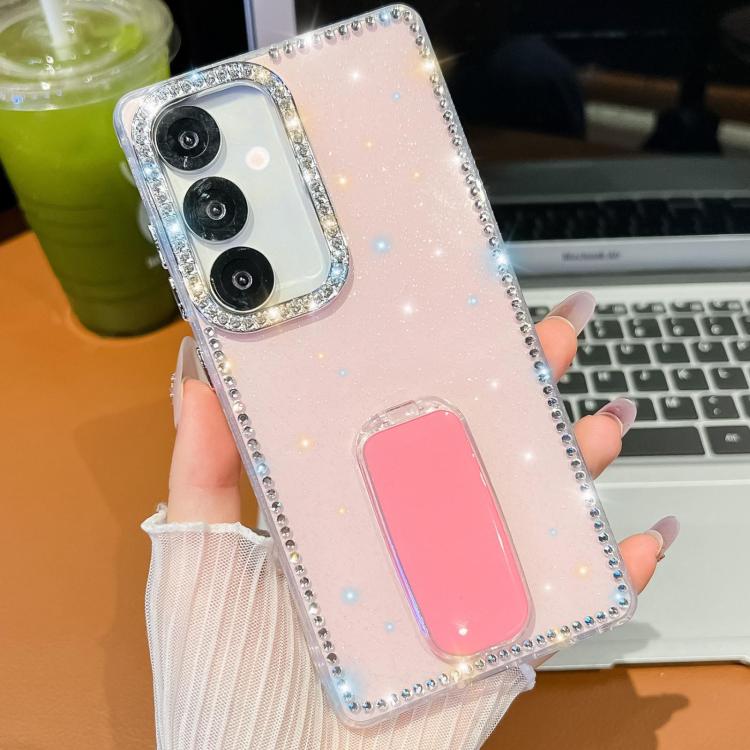 Rhinestone Glitter TPU 4-corners Anti-fall Phone Case with Holder