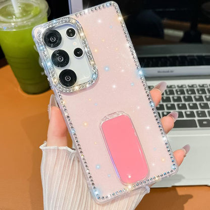 Rhinestone Glitter TPU 4-corners Anti-fall Phone Case with Holder