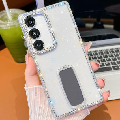 Rhinestone Glitter TPU 4-corners Anti-fall Phone Case with Holder