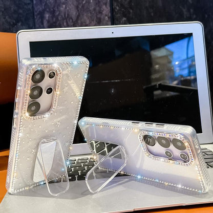 Rhinestone Glitter TPU 4-corners Anti-fall Phone Case with Holder