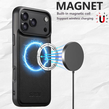 Suteni G5 Litchi Leather Magnetic MagSafe Phone Case