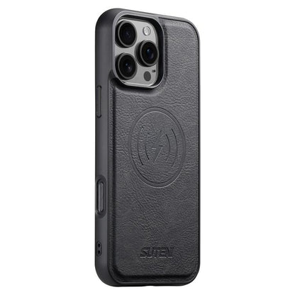 Suteni G5 Litchi Leather Magnetic MagSafe Phone Case