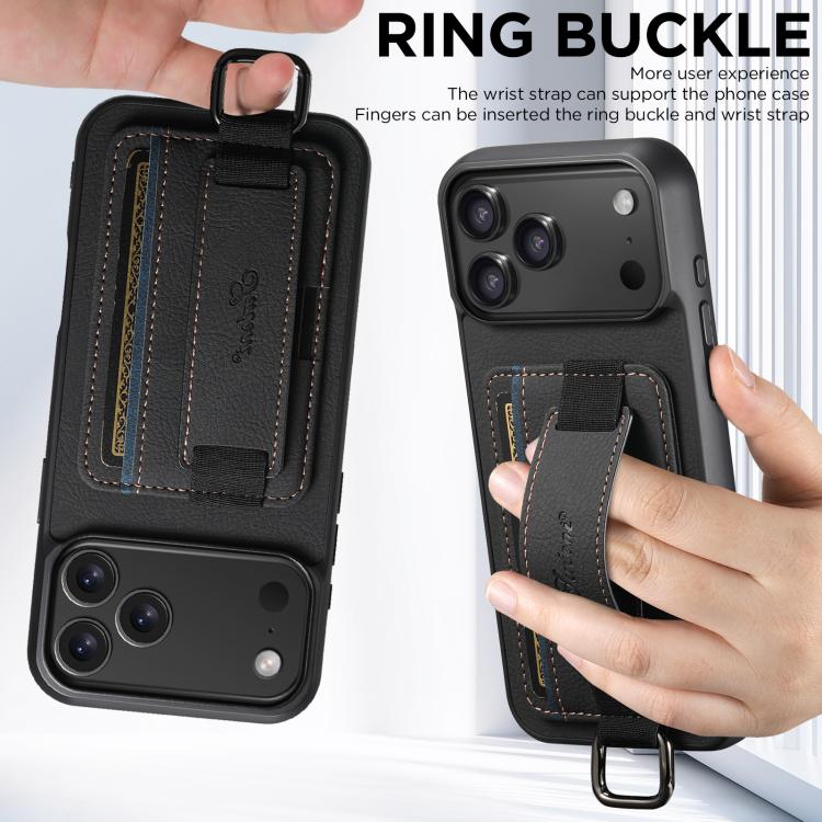 Suteni H13 Litchi Leather Wrist Strap Wallet Back Phone Case