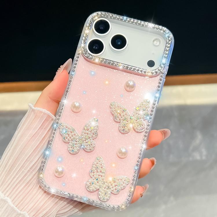 Diamond Glitter Pearl Butterfly Four-Corner Shockproof Phone Case