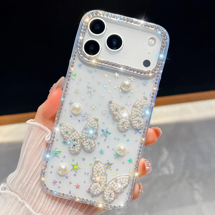 Diamond Glitter Pearl Butterfly Four-Corner Shockproof Phone Case