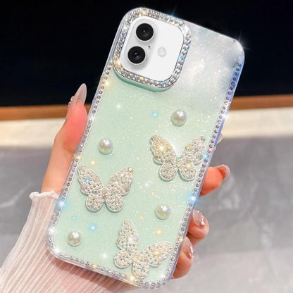 Diamond Glitter Pearl Butterfly Four-Corner Shockproof Phone Case