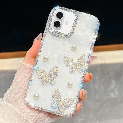 Diamond Glitter Pearl Butterfly Four-Corner Shockproof Phone Case