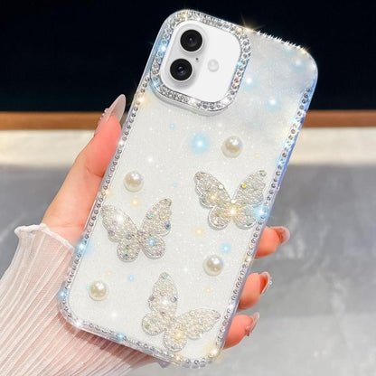Diamond Glitter Pearl Butterfly Four-Corner Shockproof Phone Case