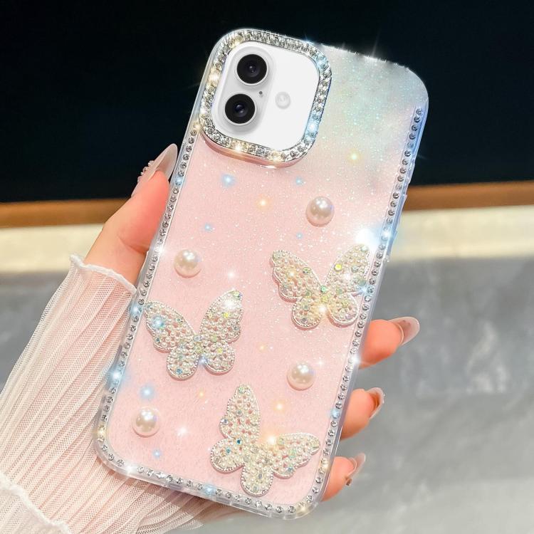 Diamond Glitter Pearl Butterfly Four-Corner Shockproof Phone Case