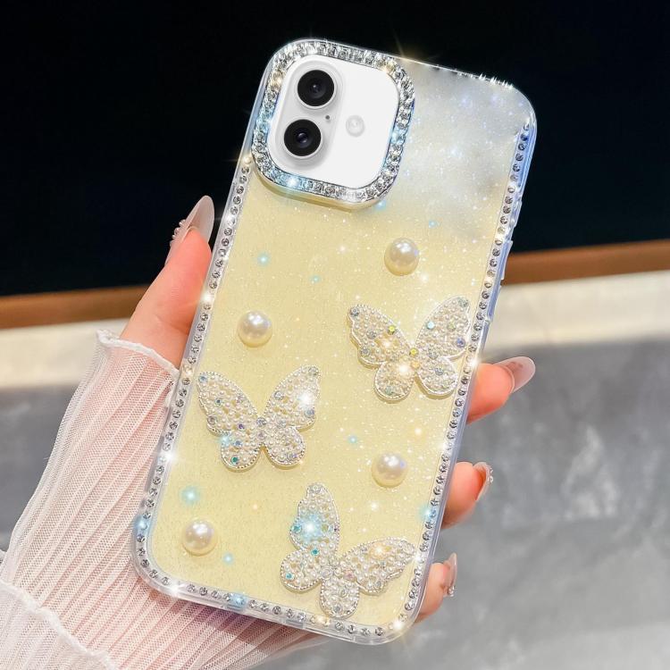 Diamond Glitter Pearl Butterfly Four-Corner Shockproof Phone Case
