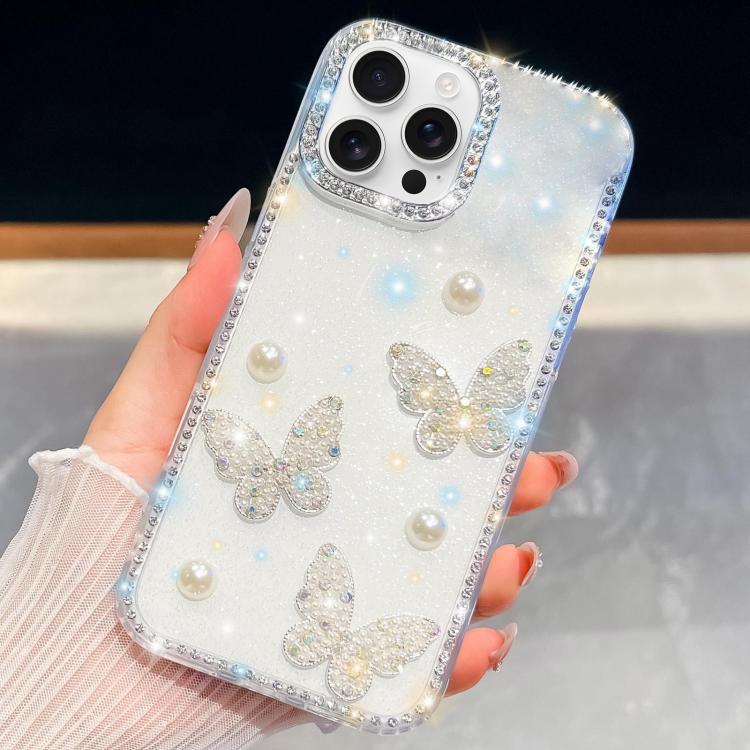 Diamond Glitter Pearl Butterfly Four-Corner Shockproof Phone Case