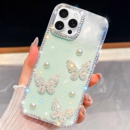 Diamond Glitter Pearl Butterfly Four-Corner Shockproof Phone Case