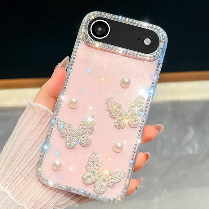 Diamond Glitter Pearl Butterfly Four-Corner Shockproof Phone Case