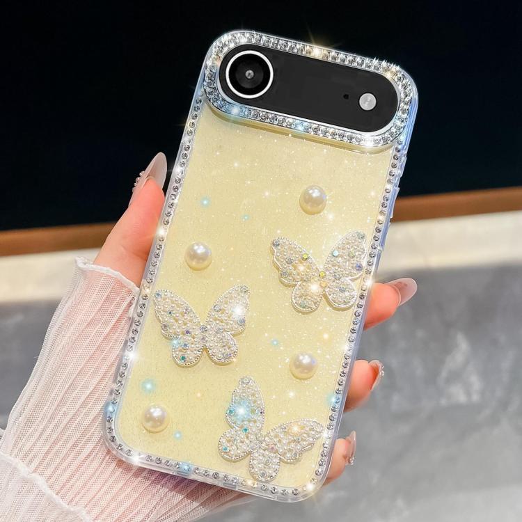 Diamond Glitter Pearl Butterfly Four-Corner Shockproof Phone Case