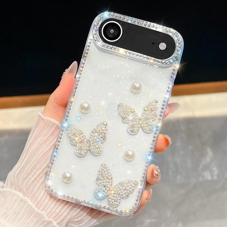 Diamond Glitter Pearl Butterfly Four-Corner Shockproof Phone Case