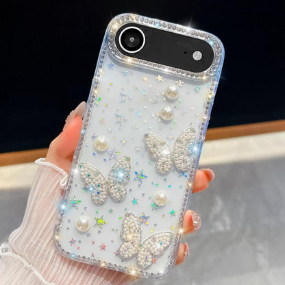 Diamond Glitter Pearl Butterfly Four-Corner Shockproof Phone Case