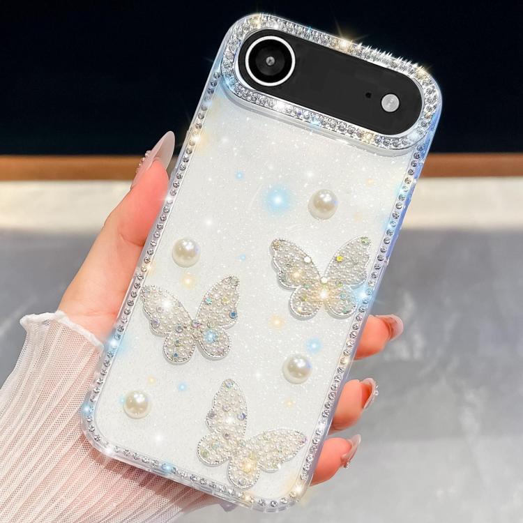 Diamond Glitter Pearl Butterfly Four-Corner Shockproof Phone Case