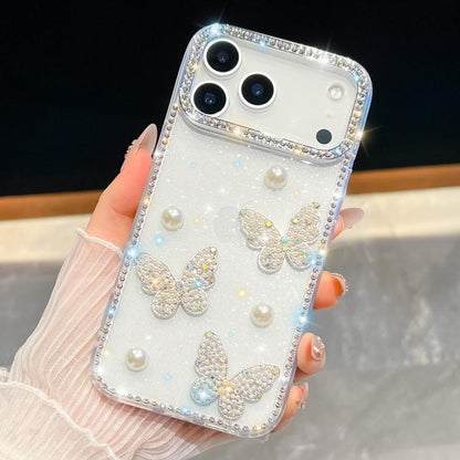 Diamond Glitter Pearl Butterfly Four-Corner Shockproof Phone Case