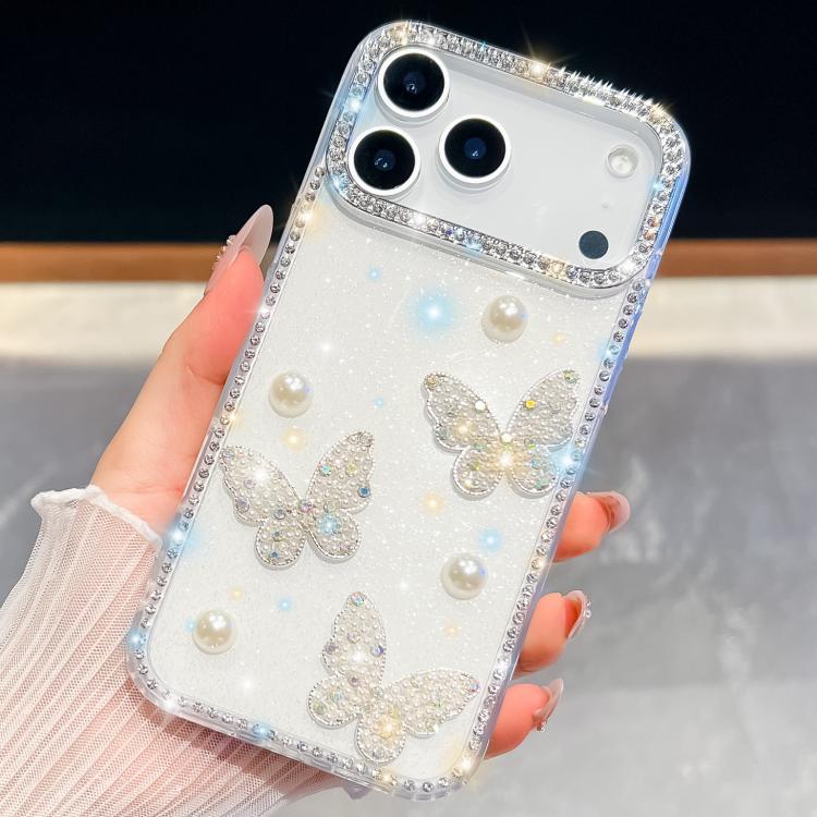 Diamond Glitter Pearl Butterfly Four-Corner Shockproof Phone Case
