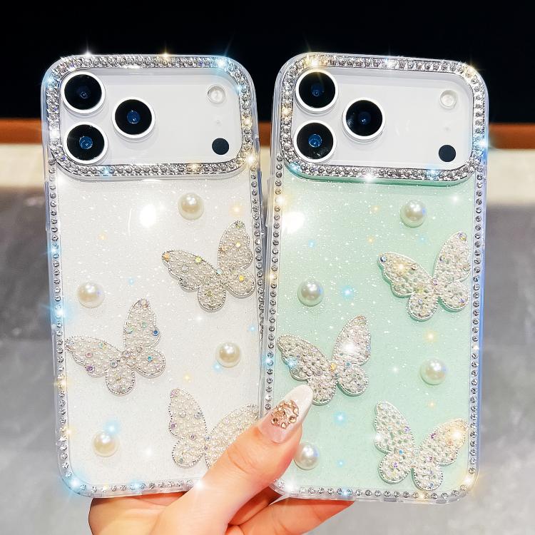 Diamond Glitter Pearl Butterfly Four-Corner Shockproof Phone Case