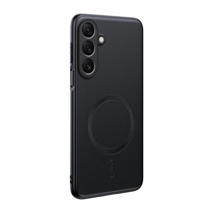 Plain Leather MagSafe Shockproof Phone Case