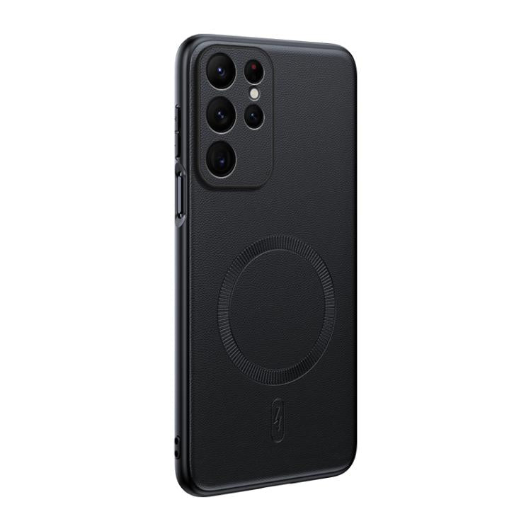 Plain Leather MagSafe Shockproof Phone Case