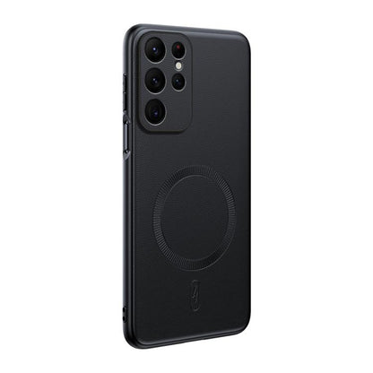 Plain Leather MagSafe Shockproof Phone Case