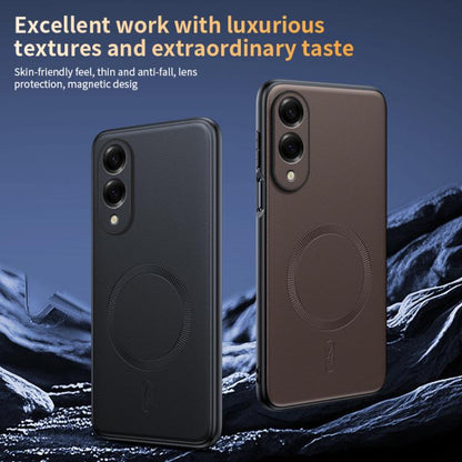 Plain Leather MagSafe Shockproof Phone Case