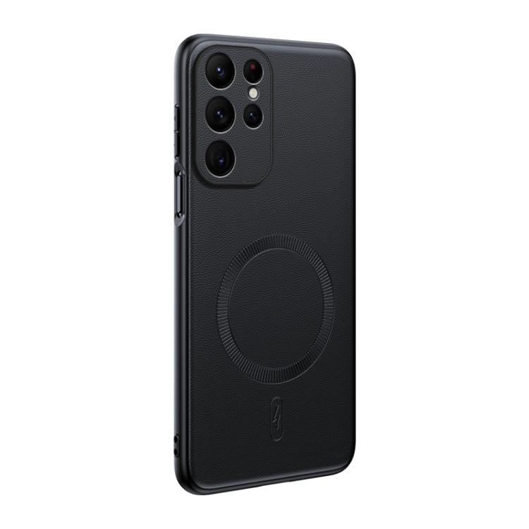 Plain Leather MagSafe Shockproof Phone Case