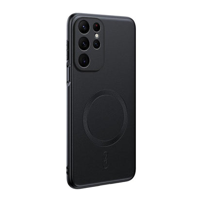 Plain Leather MagSafe Shockproof Phone Case