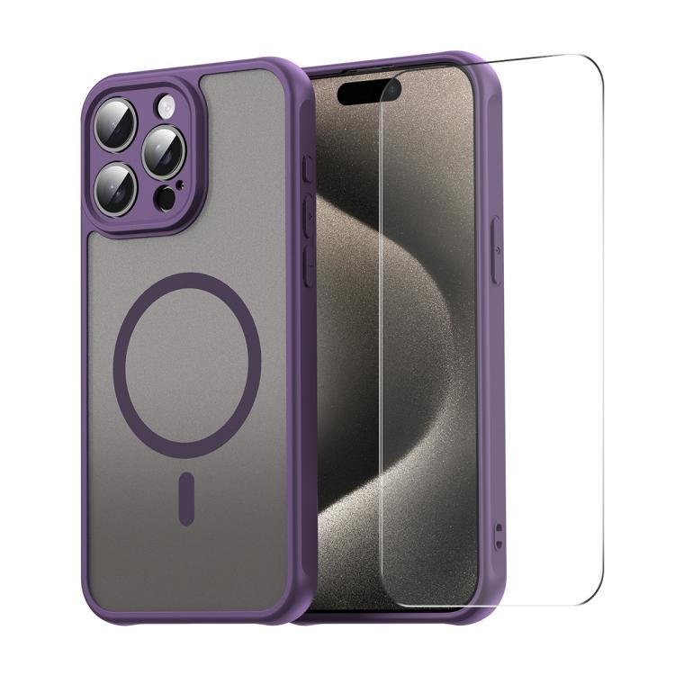 ENKAY Hat-Prince MagSafe Matte Translucent Shockproof Phone Case with Large Arc Edge Film