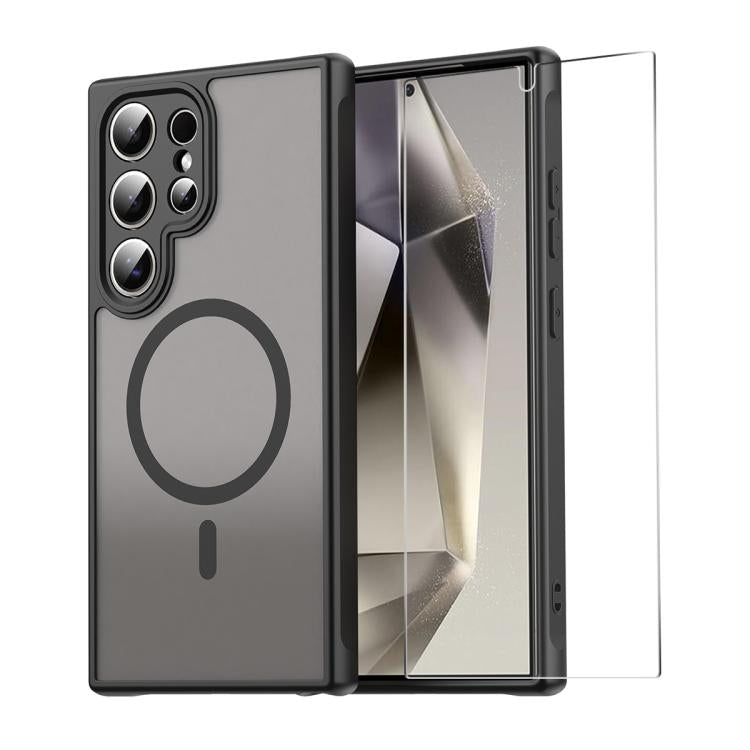 ENKAY Hat-Prince MagSafe Matte Translucent Shockproof Phone Case with 0.18mm High Aluminum-silicon Glass Film