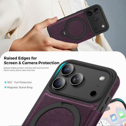 Knight Shield 360 Rotation Holder MagSafe RFID Leather Phone Case