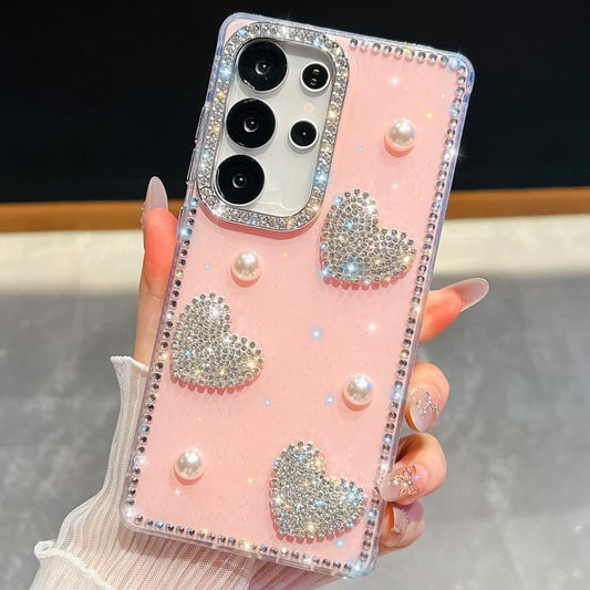 Diamond Glitter Pearl Heart Four-Corner Shockproof Phone Case