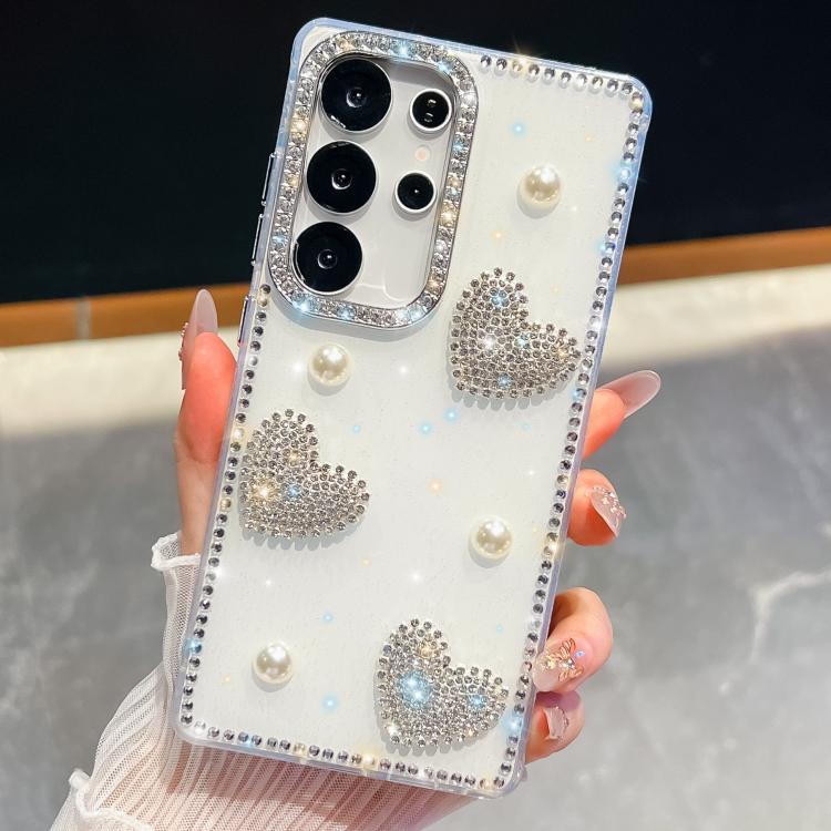 Diamond Glitter Pearl Heart Four-Corner Shockproof Phone Case