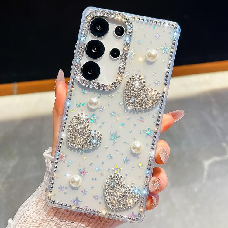 Diamond Glitter Pearl Heart Four-Corner Shockproof Phone Case